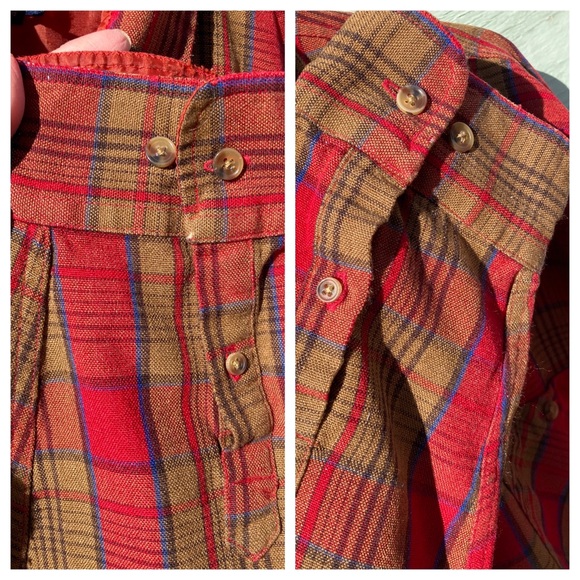 Vintage Red Ochre Plaid Shirt Flannel Lumberjack Work Shirt John Blair - Picture 9 of 14